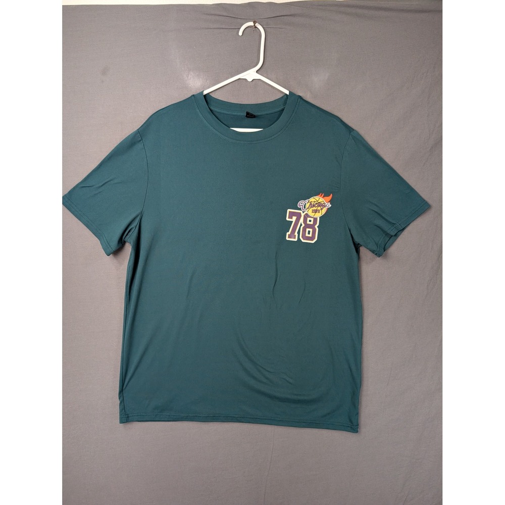 Romwe Chicago‎ Basketball Graphic T-Shirt Teal Green Mens Large 5382